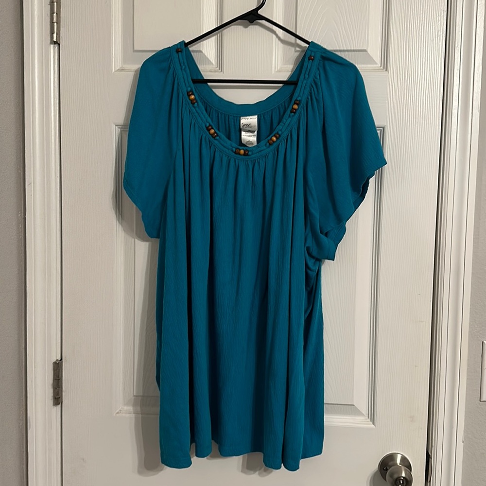 Teal Just My Size Short Sleeve Flowy Top Size 4x